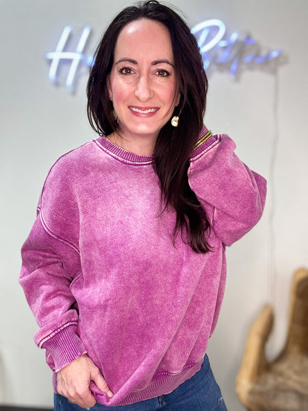 Purple Acid Wash Sweater