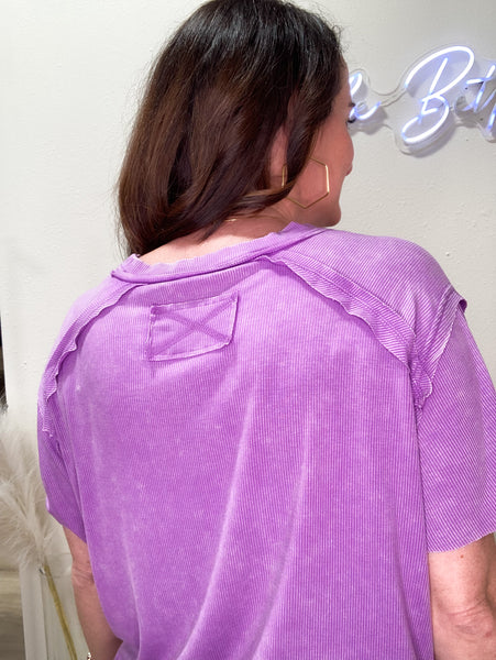 Violet Raw Hem Boxy Top