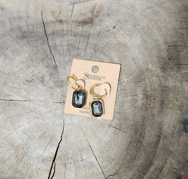 Stainless Steel Gold Drop Huggie Hoops
