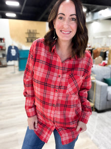 Red Plaid Button Down Flannel