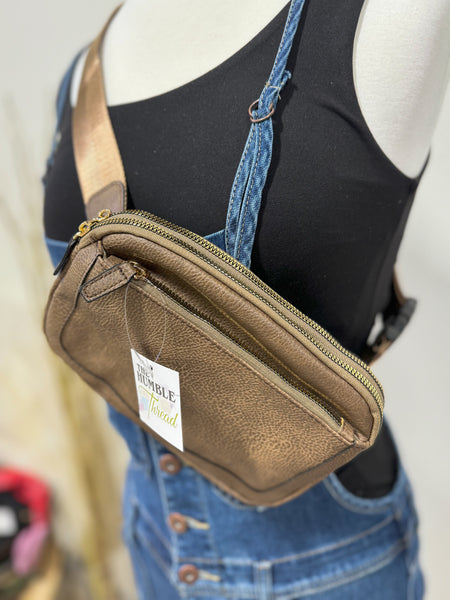 Taupe Leather Sling Bag