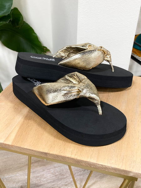 Corky’s Gold Flip Flop