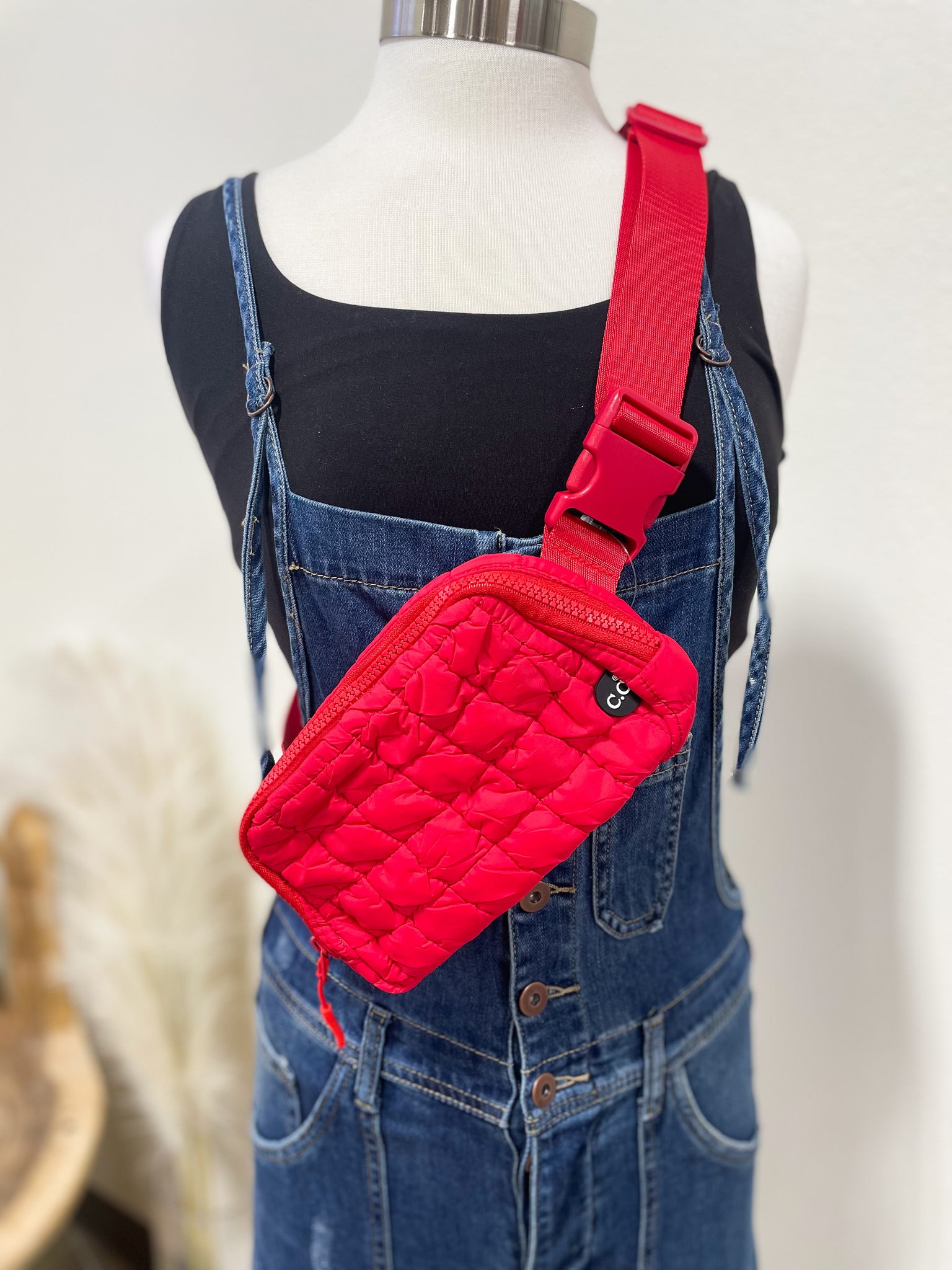Red Quilted Fanny Pack