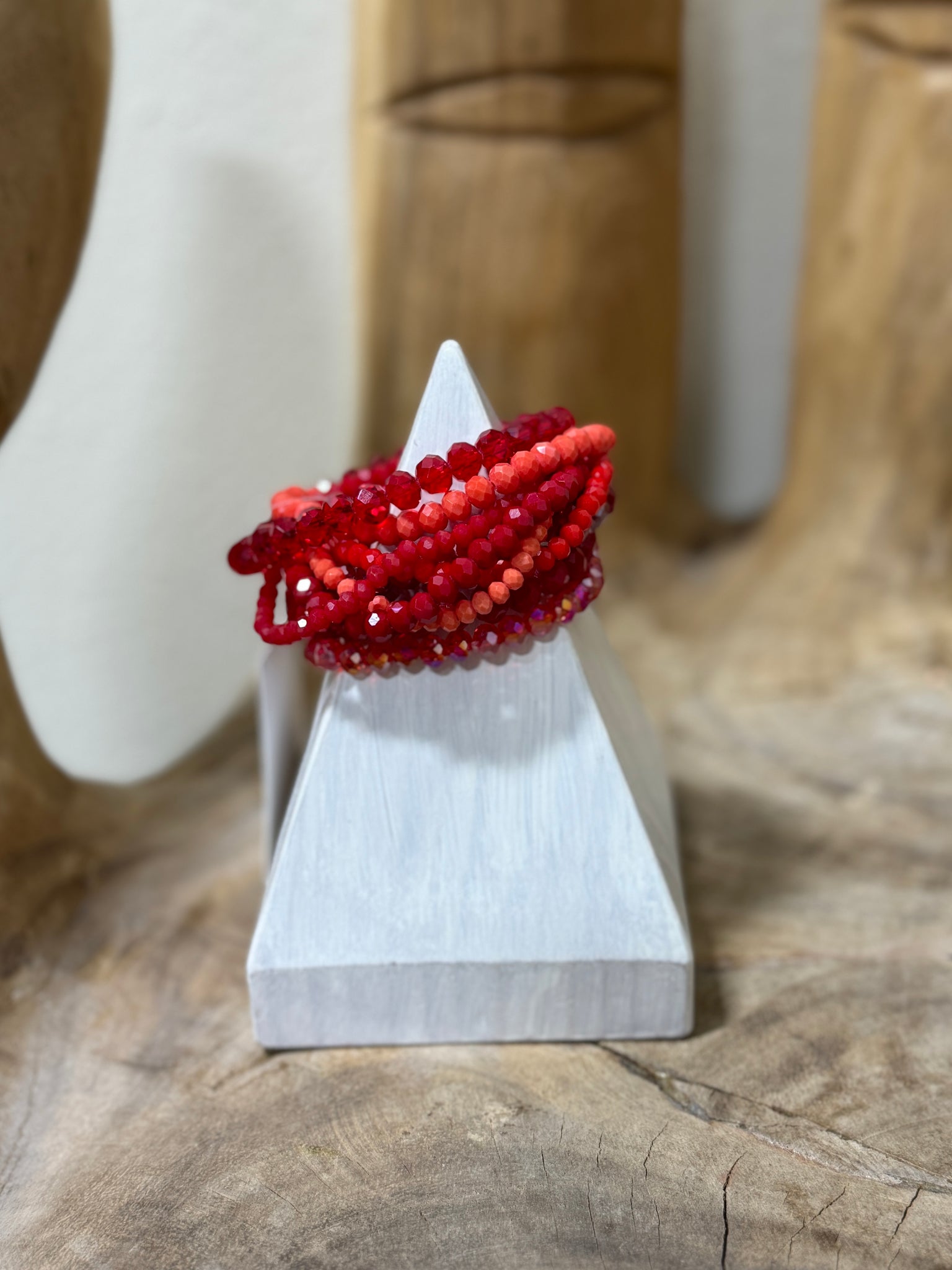 Red Beaded Bracelet Set