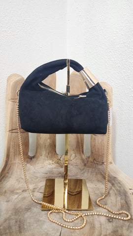 Black Handbag with Gold Accents