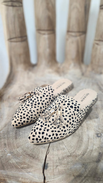 Leopard Print Heel with Two Tassels