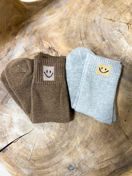 Smiley Face Crew Socks