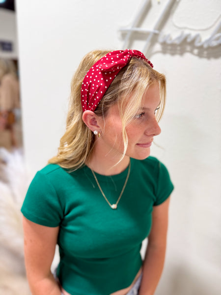 Polka Dot Knotted Bow Headband