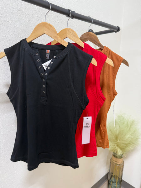 Black Micro-Ribbed Tank Top