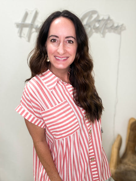 Flowy Red Striped Dress