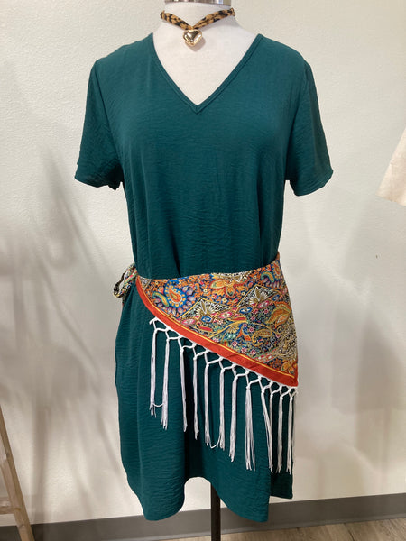 Rust Pattern Fringe Scarf
