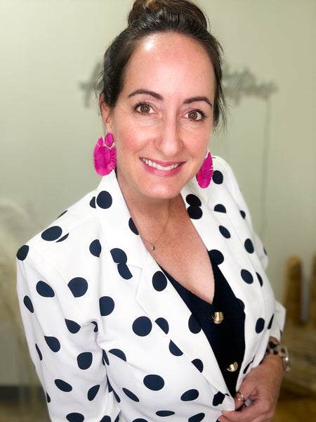 Polka Dot Open Padded Blazer