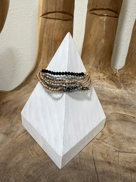 Grey Beaded Guitar String Bracelet