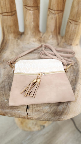 Apricot Small Purse With Tassel Zippers