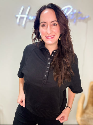 Black Short Sleeve Pullover