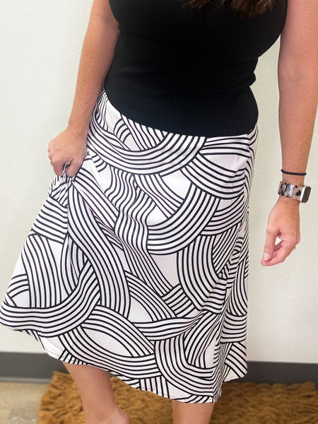 Abstract Black & White Skirt