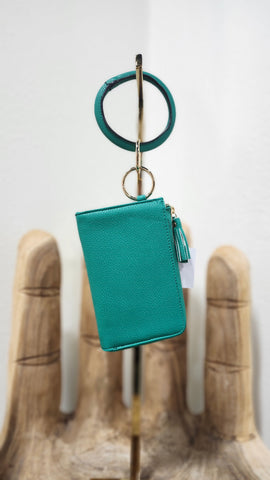 Teal Leather Bangle Wallet
