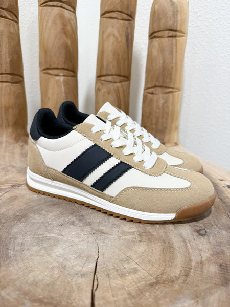 Khaki Cream Black Sneakers