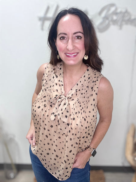Cheetah Print Chiffon Tie Bow Tank