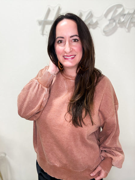 Terracotta Vintage Wash Fleece Pullover