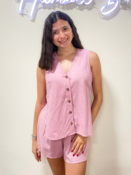 Pink Tank & Shorts Set