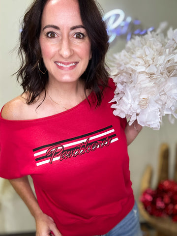 Vintage Off-Shoulder Panthers Top