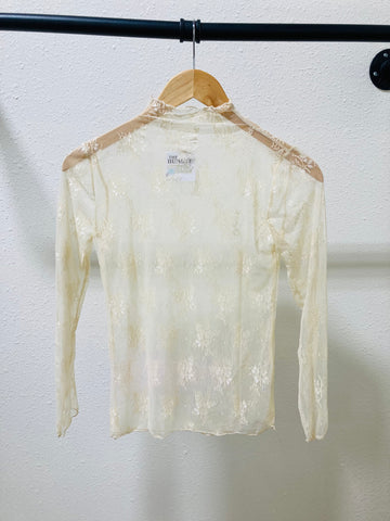 Cream Lace Long Sleeve Top