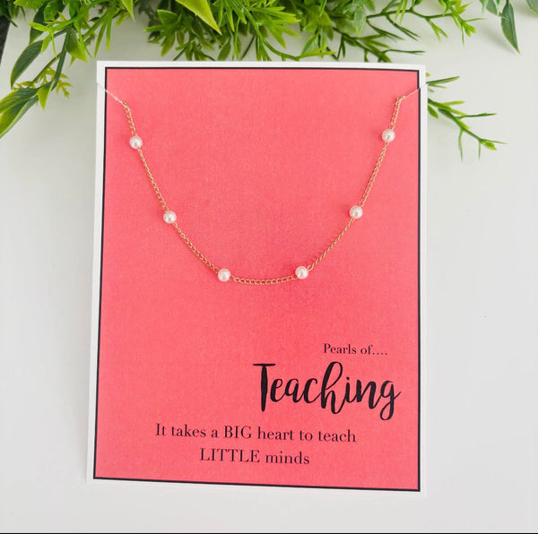 Pearls of Teaching Necklace Teacher Gift