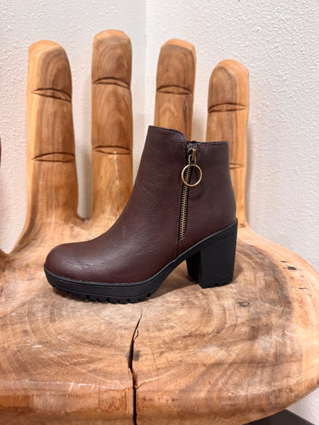 Brown Bootie with Zipper