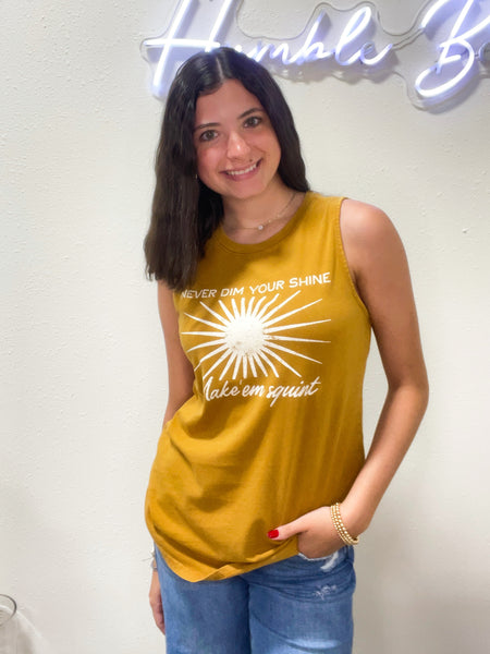 “NEVER DIM YOUR SHINE” Graphic Tank Top