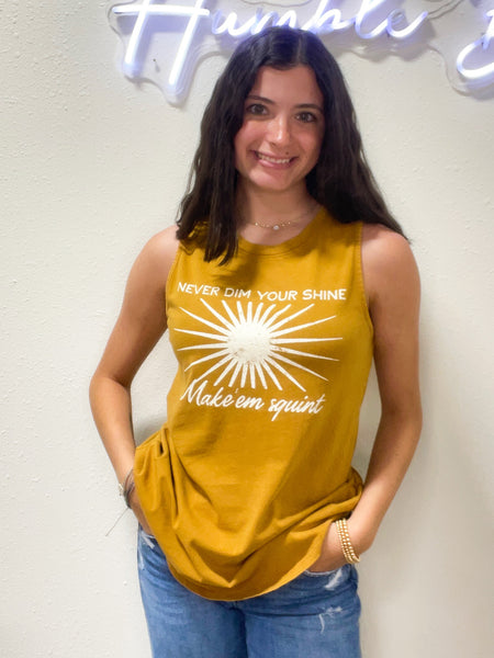 “NEVER DIM YOUR SHINE” Graphic Tank Top