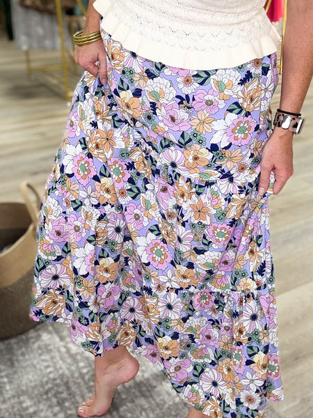Maxi Floral Skirt W/ Slit & Pockets