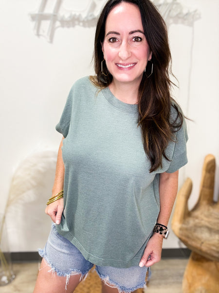 Dusty Teal Boxy Tee