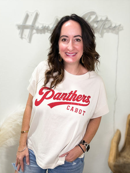 Boxy Cream Panther Tee