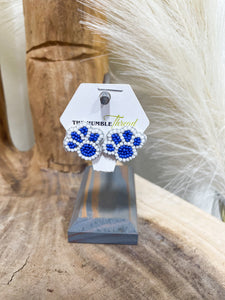 Blue and White Paw Earrings