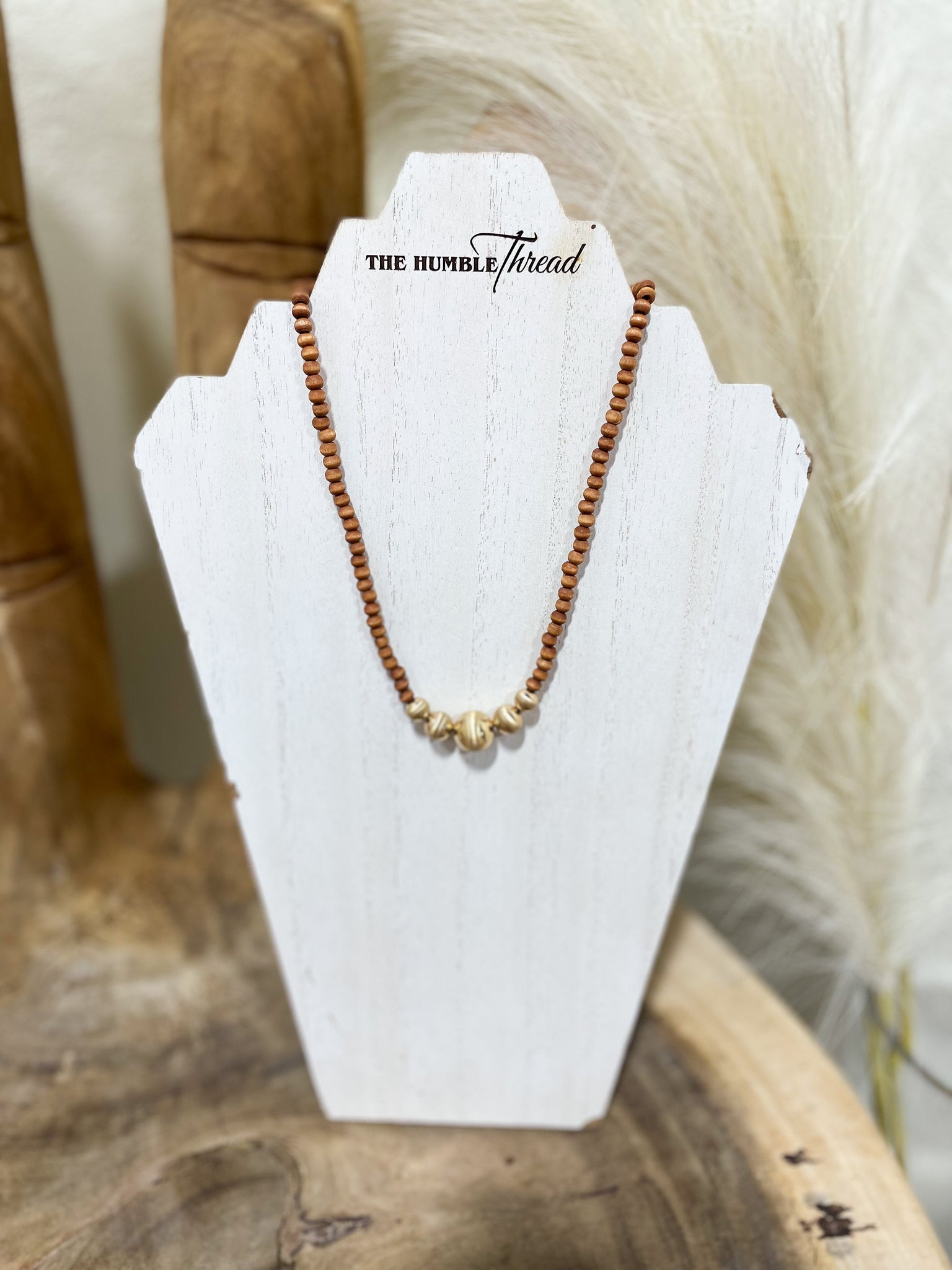 Brown Wooden Beaded Necklace