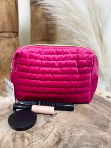 Fuchsia Quilted Travel Pouch