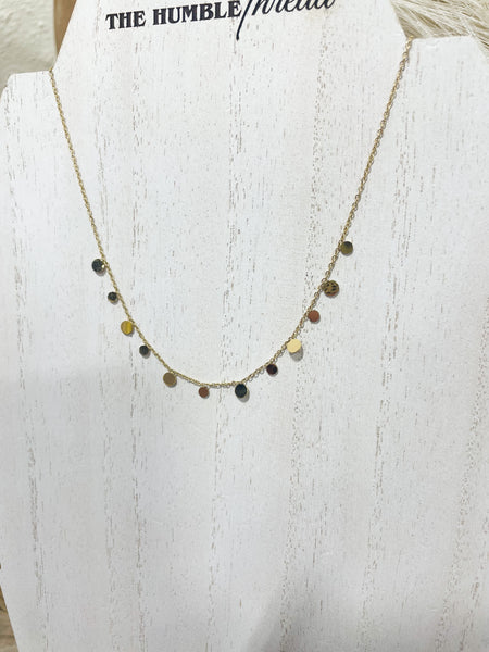 Stainless Steel Gold Disc Necklace