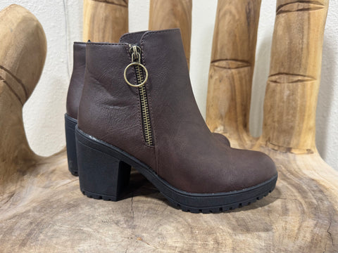 Brown Bootie with Zipper