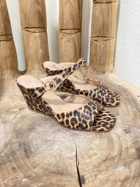 Leopard Open Toe Wedge W/ Strap