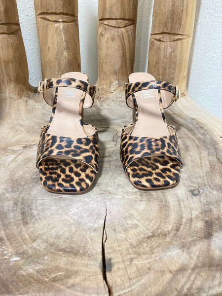 Leopard Open Toe Wedge W/ Strap