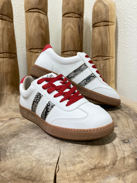 White Sneakers W/ Red & Snakeskin