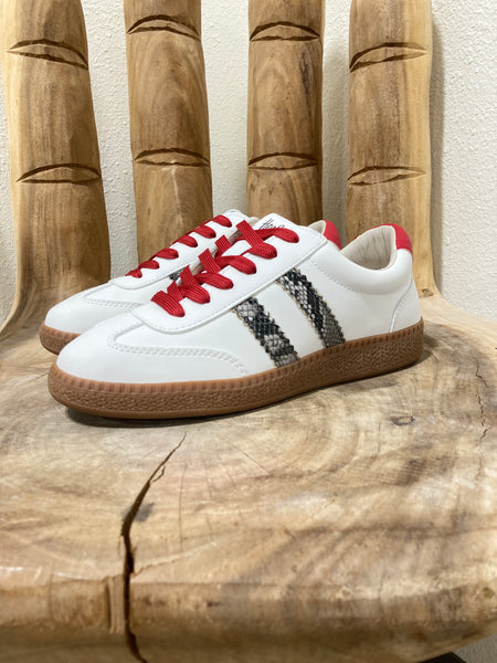 White Sneakers W/ Red & Snakeskin