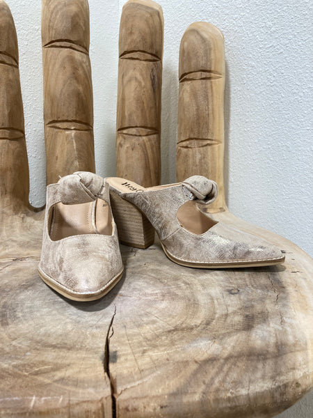 Rose Gold Pointed Toe Block Heel