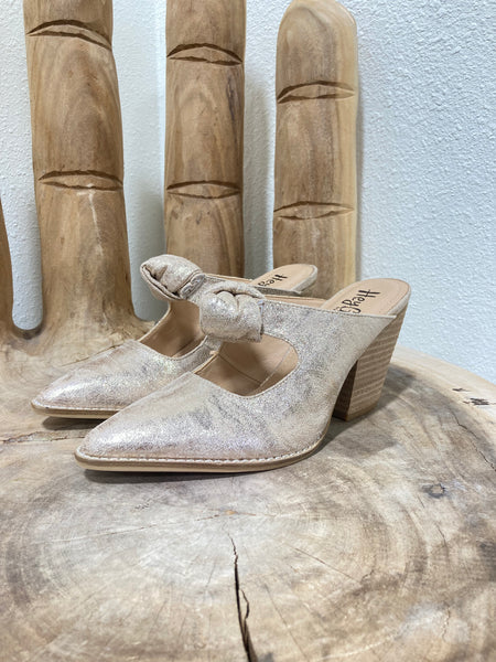 Rose Gold Pointed Toe Block Heel