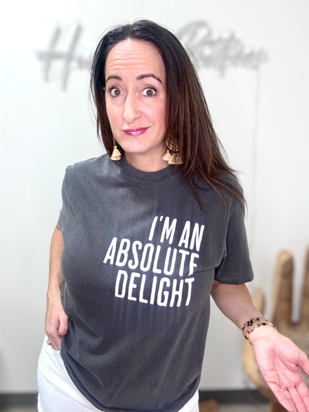 “I’m An Absolute Delight” Gray Tee