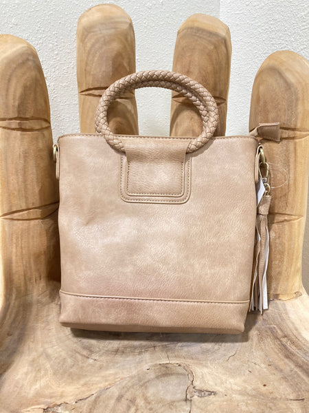 Small Stone Braided Handle Convertible Tote
