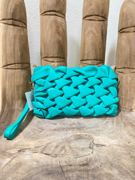 Teal Ecostitch Convertible Wristlet