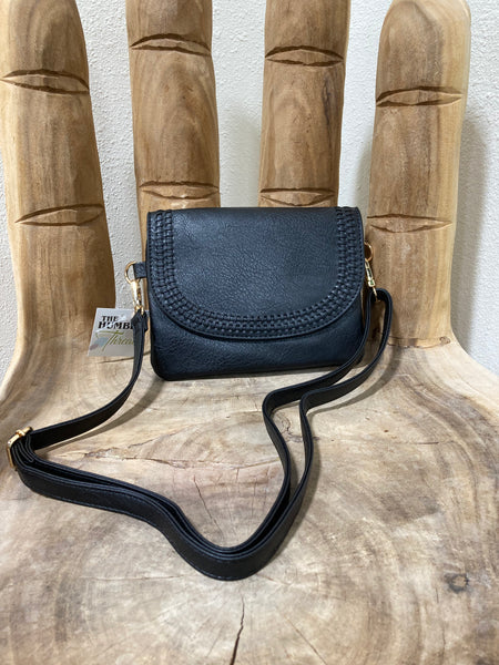 Black Whipstitch Convertible Crossbody