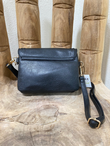 Black Whipstitch Convertible Crossbody
